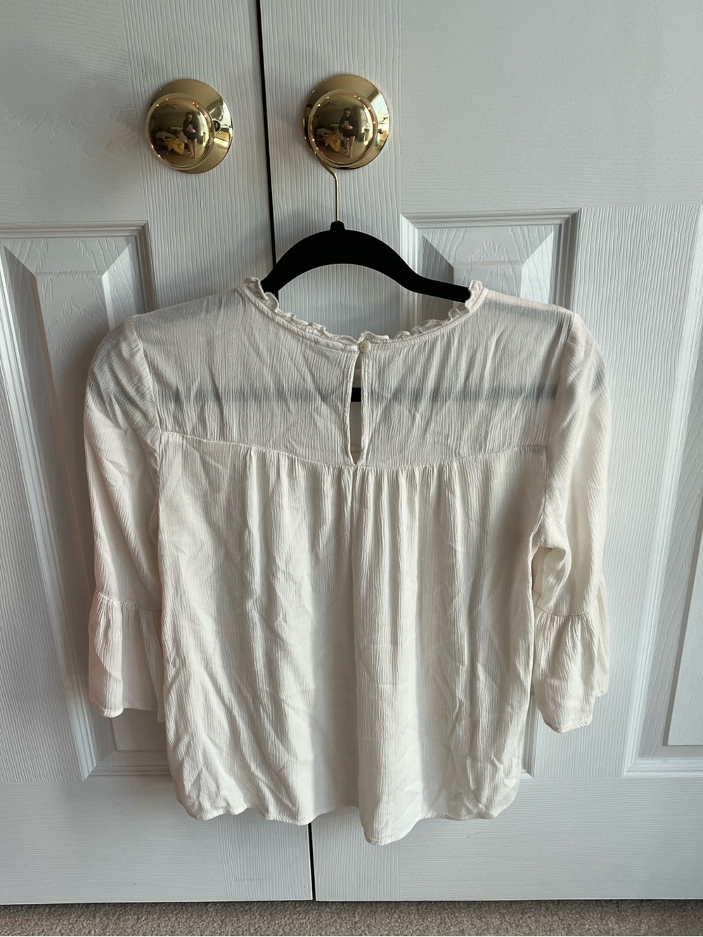 Women's Cream Ruffle Blouse - Picture 2 of 3